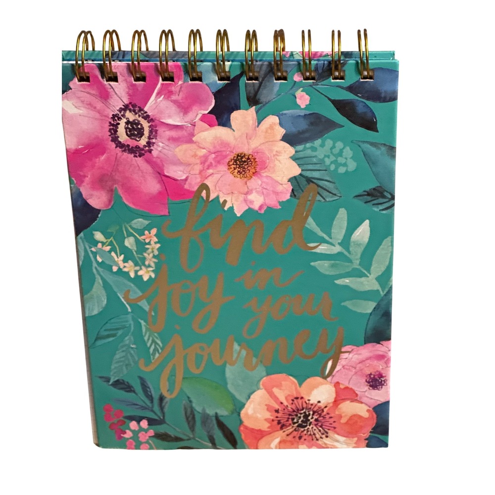Find Joy In Your Journey Floral Spiral Notebook Teal Pink Gold Foil Journal